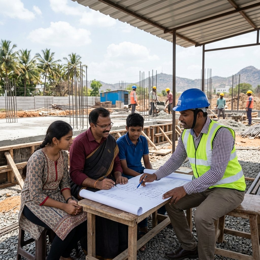 First-time home builder discussing plan